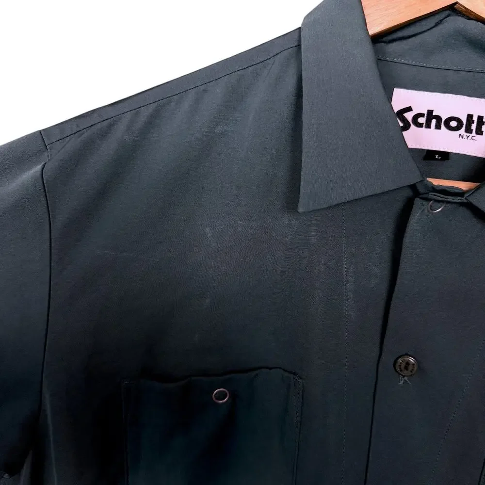 Schott Brothers NYC Long Sleeve Dark Green Embroidered Work Shirt Size L - Picture 6 of 10